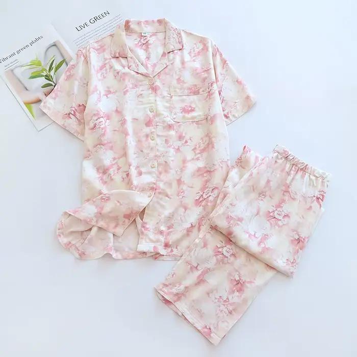 Ensemble pyjama d'été en coton et Viscose pour femmes