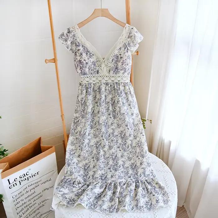 Robe de nuit en fibre de coton pur pour femmes