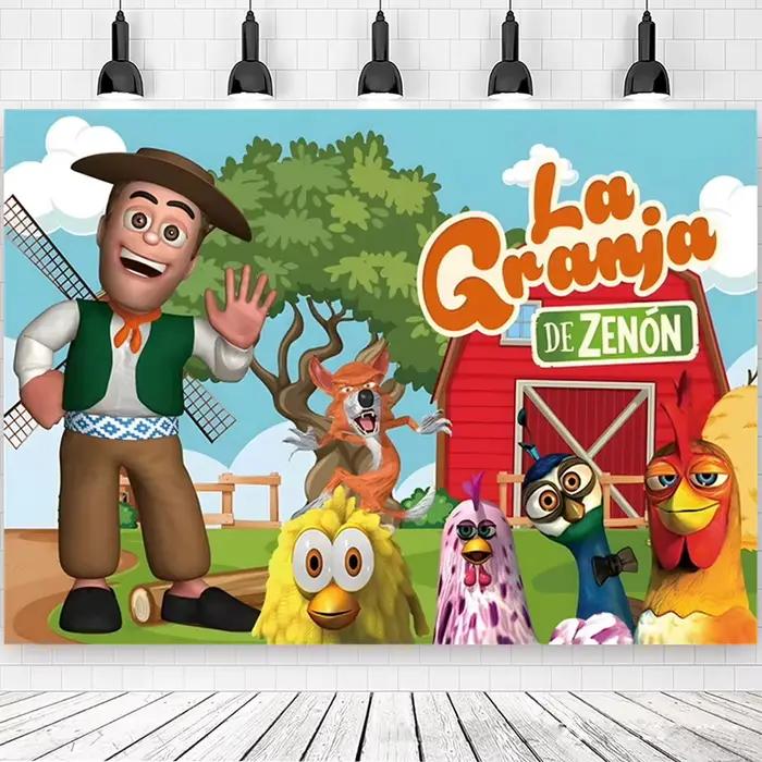 Thème De ferme d'herbe verte La Granja De Zenon fond De fête personnalisé décorer enfants 1er anniversaire bébé douche Photo toile De fond
