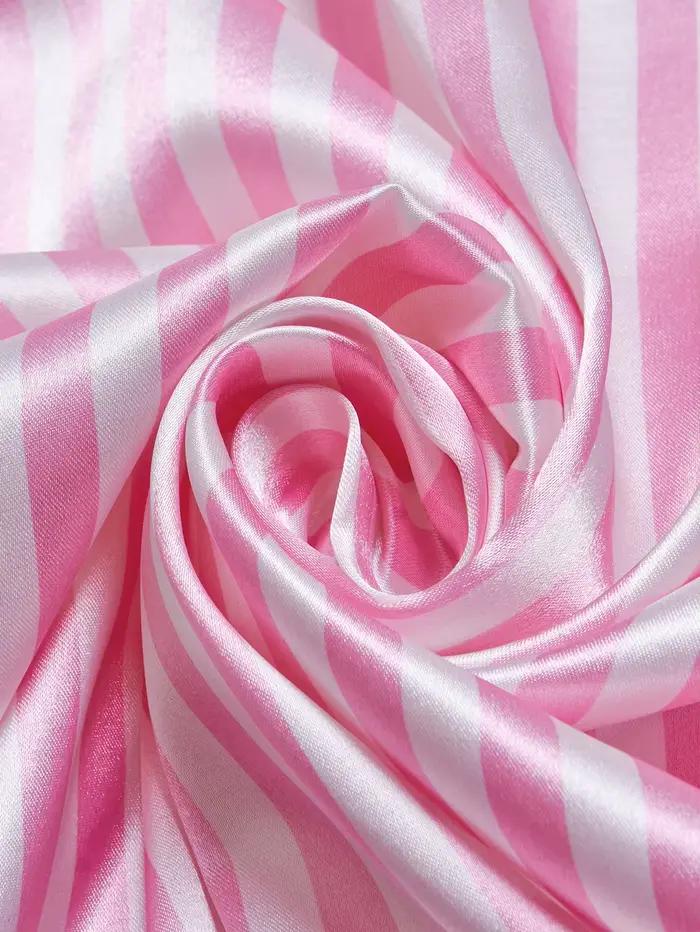 Ensemble pyjama à manches courtes et short rayé élégant pour femmes, vêtements de nuit en satin doux et confortables, idéal pour les nuits d'été détendues