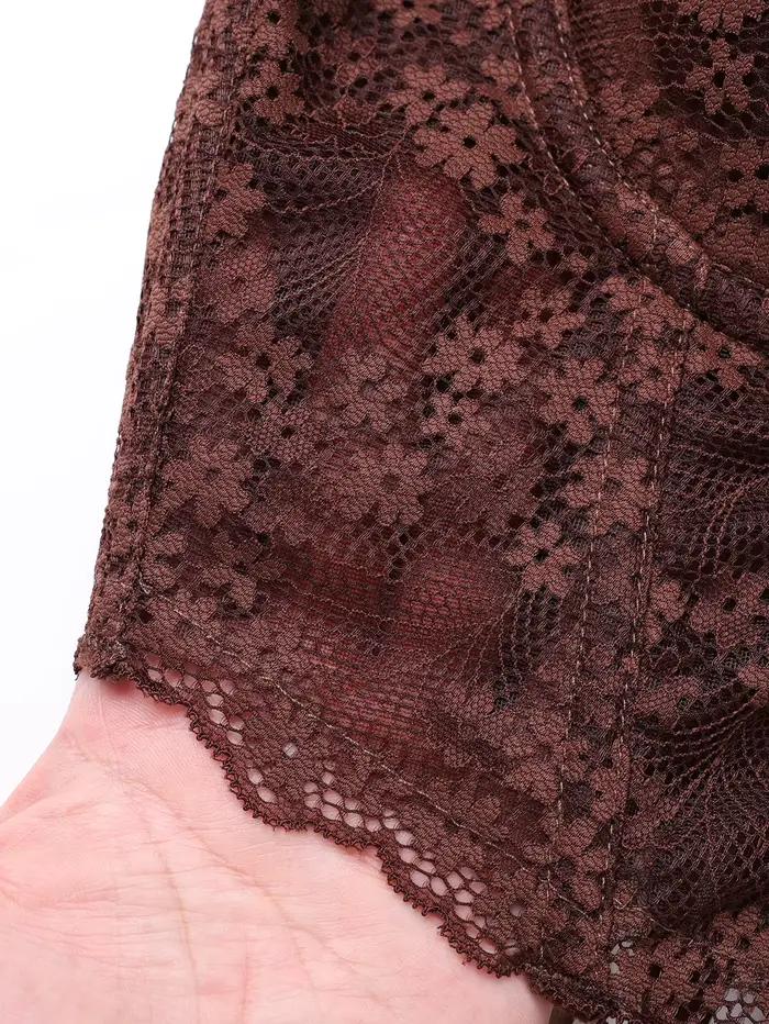 Corset en dentelle transparente à baleines pour femme