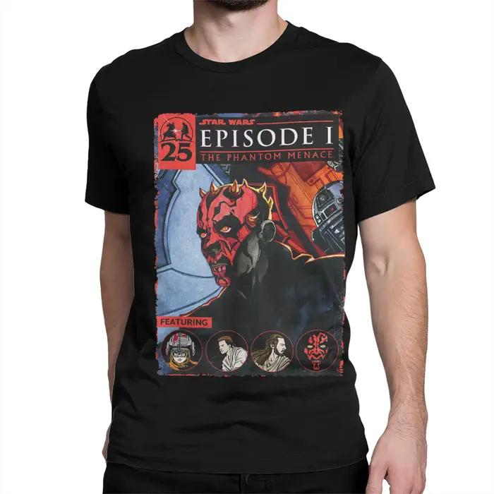 T-shirt à col ras du cou pour hommes et femmes, en pur coton, avec affiche de l'épisode I de Star Wars, The Phantom Menace, Darth Maul, T-Shirt d'été