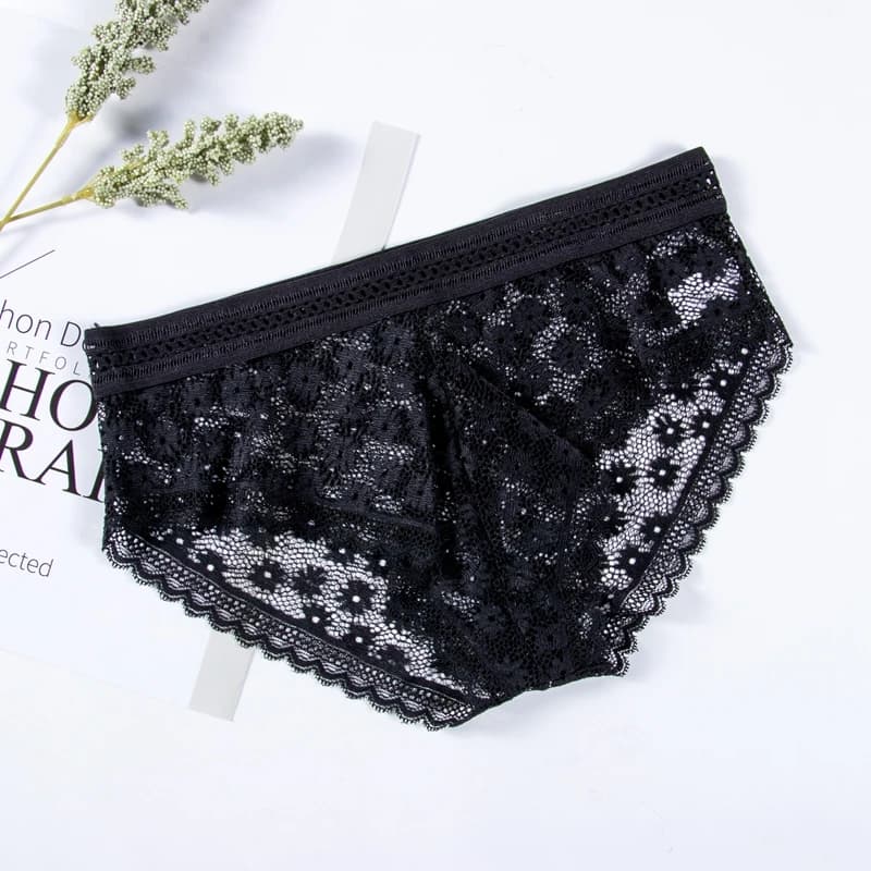 Culotte Sexy en Dentelle pour Femme, Sous-Vêtement à la Mode, Lingerie Taille Basse, Respirante, Sli