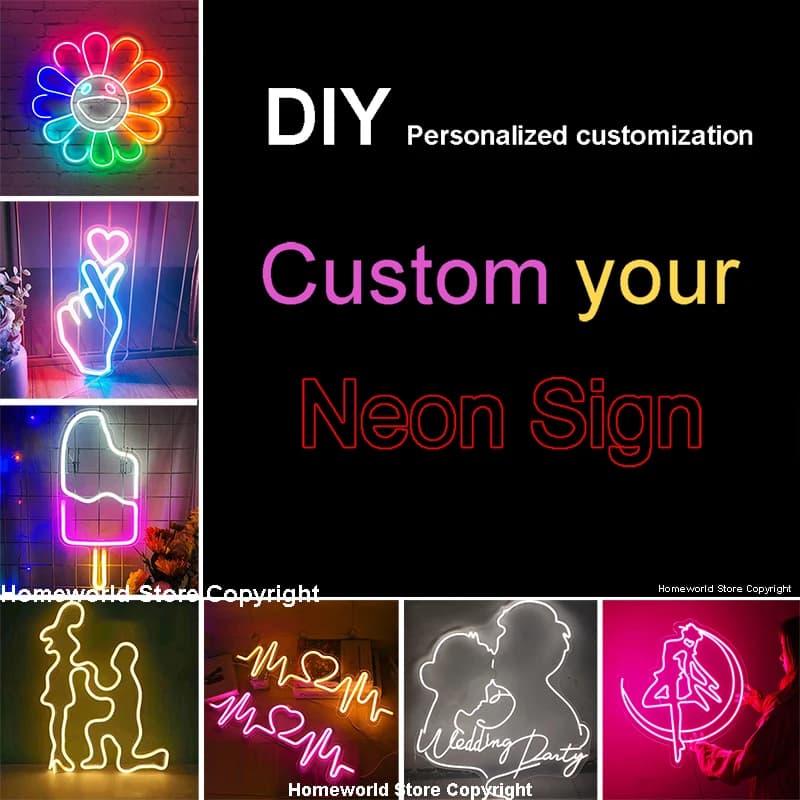 Enseigne au néon personnalisée bricolage lampe de nuit LED privée ampoules boutique Logo Pub magasin