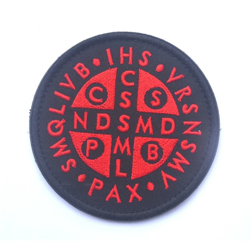 Patch croix Saint benoît Bronze brûlé catholique St. 3D patchs brodés autocollants pour vêtements sa