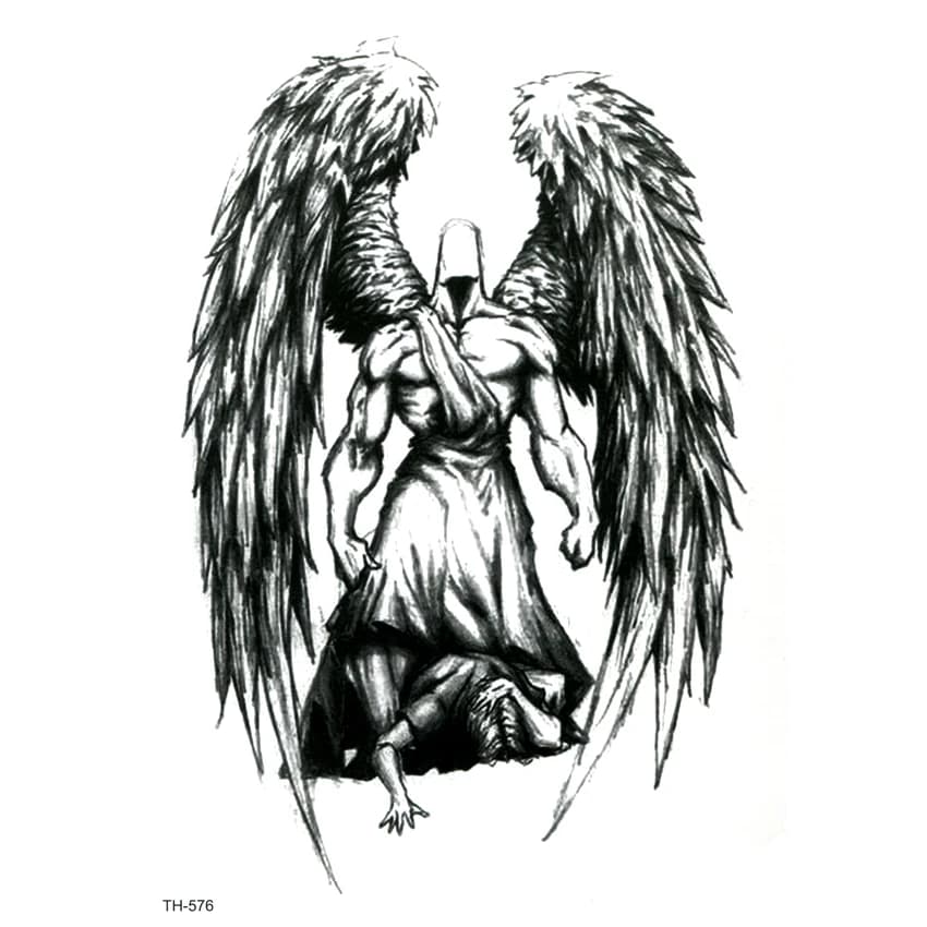 Autocollant de Tatouage Temporaire Power Angel pour Enfant, Faux, Art Corporel, Zones Me
