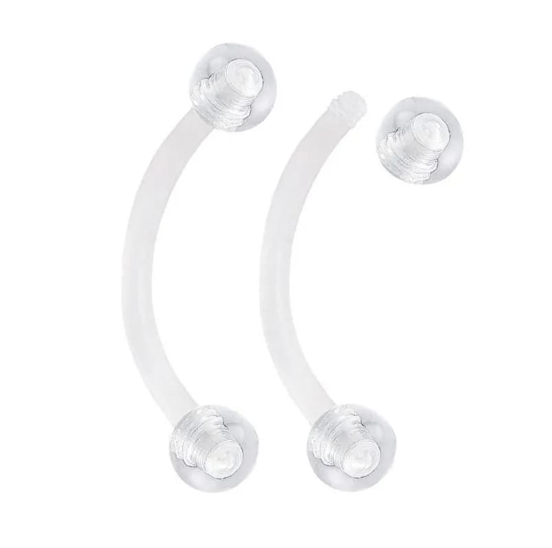 Bioplast – lot de 50 piercings pour sourcils, lèvres et oreilles, incurvés, flexibles, 16g