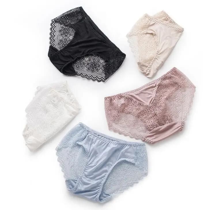 Lot de 4 culottes en dentelle 100% soie de mûrier, sous-vêtements Sexy pour femmes, Lingerie M L XL