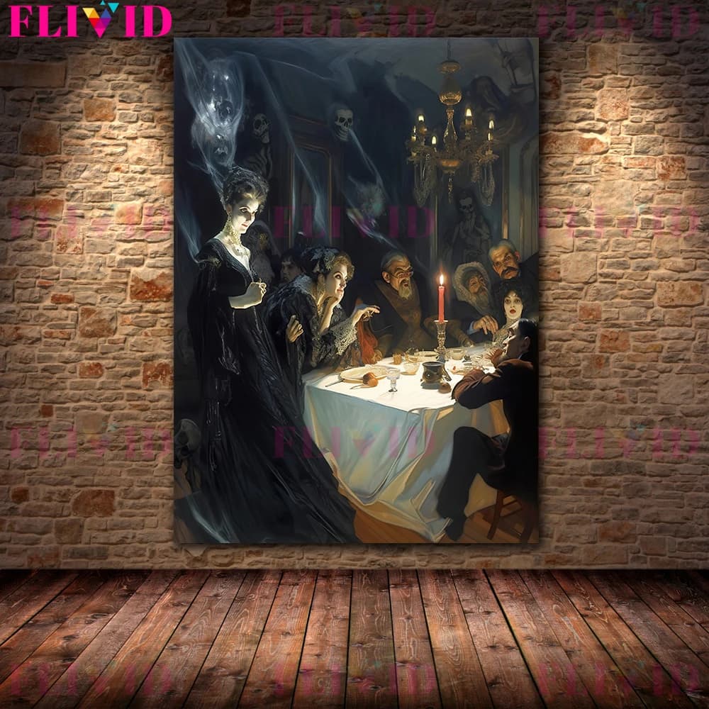 Sorcières de la forêt et astrologues dans la nuit sombre, toile d'art mural Vintage imprimée, sorcel