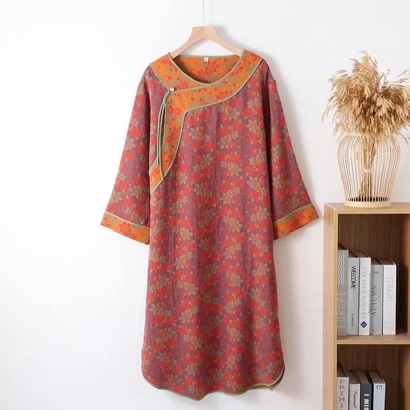 Chemise de nuit classique de Style National pour femmes, vêtements en coton adaptés au printemps et