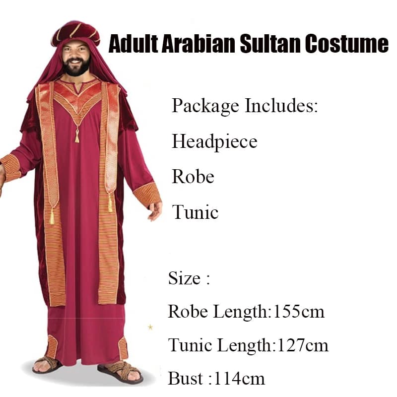 Déguisement d'halloween Sultan pour hommes, tenue de Cosplay Aladdin rouge, Costume de Prince arabe
