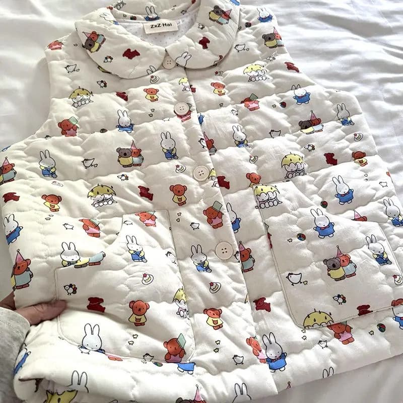Ensemble de pyjama en coton aéré à couches superposées Miffy, mignon et dessin animé, pour femmes, v