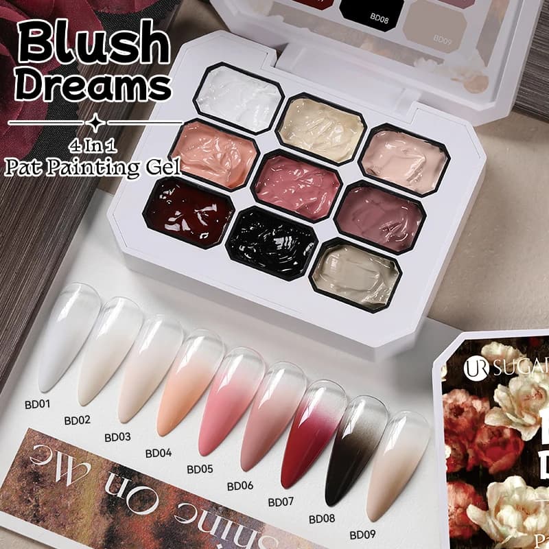 UR SUGAR Gel de Peinture à Tapoter 9 Couleurs 4-en-1 pour Ongles, Vernis Gel UV LED Soak Off pour Mo