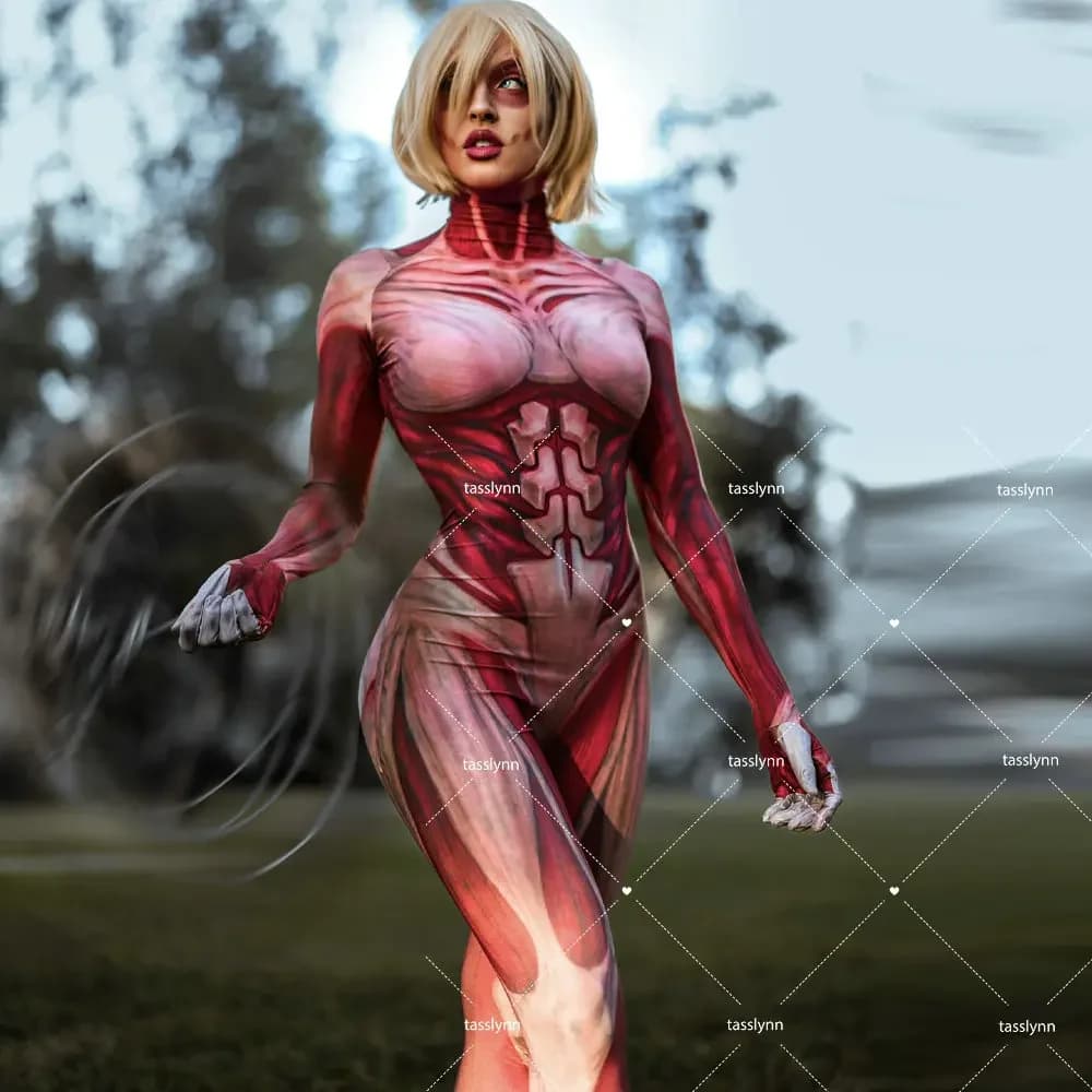 Costume de Cosplay Titan Annie Leonhart, Costumes d'halloween pour femmes, body Zentai pour fille Ge