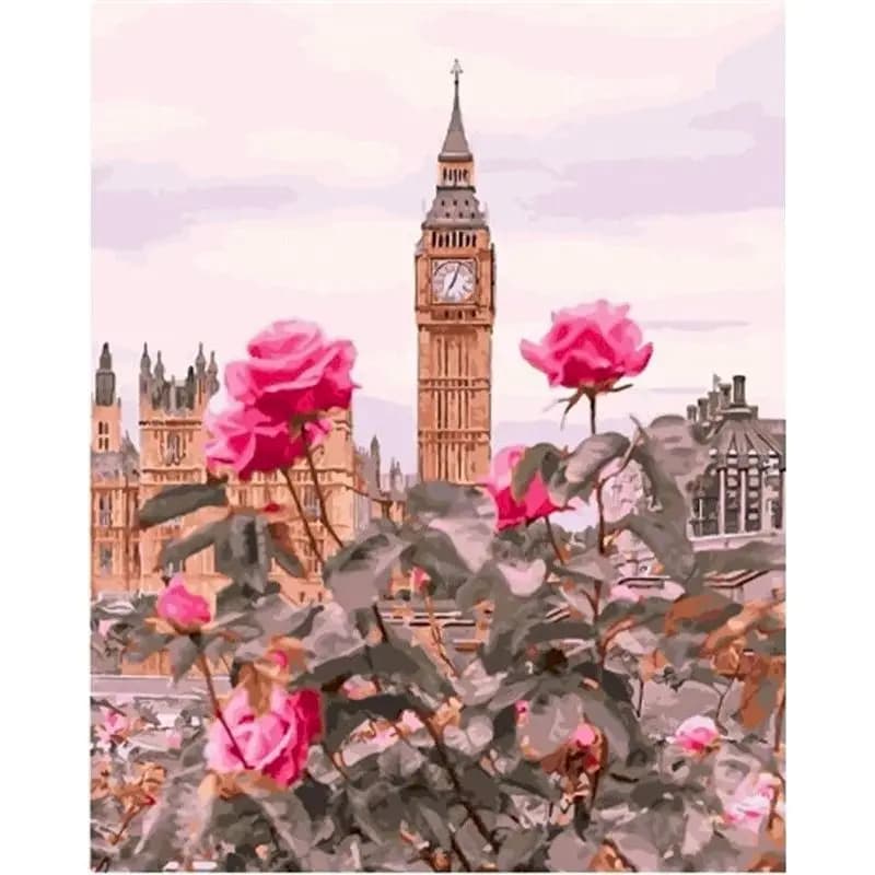 Peinture de paysage urbain par numéros pour adultes, kits DIY, peint à la main sur toile, peinture à