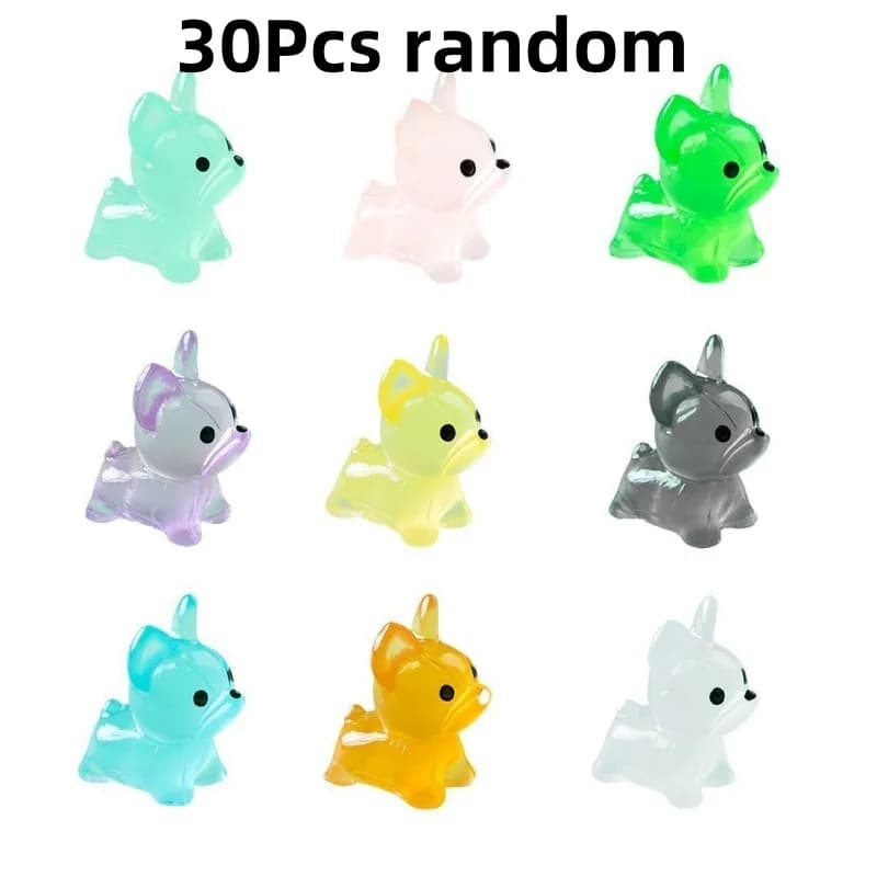30 pièces Mini lumineux mignon chiot accessoires jouet beau chien lueur dans la nuit fée jardin Mini