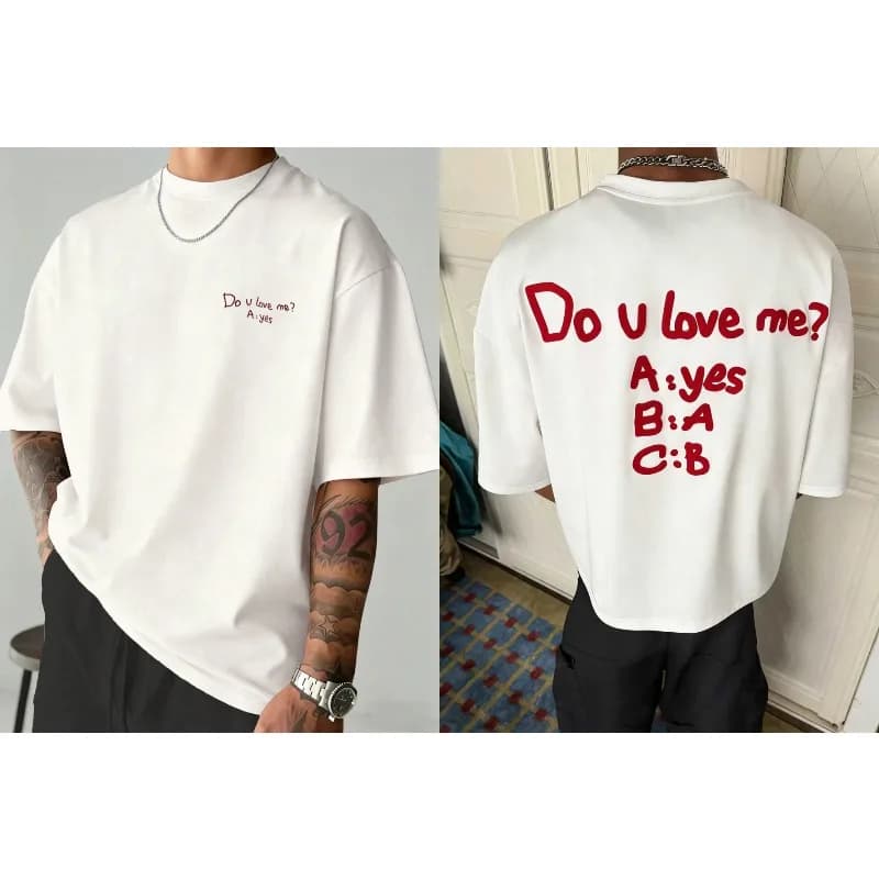 Tu m'aimes ? T-shirt de sport décontracté pour homme, confortable, doux, respirant, en coton, unisex