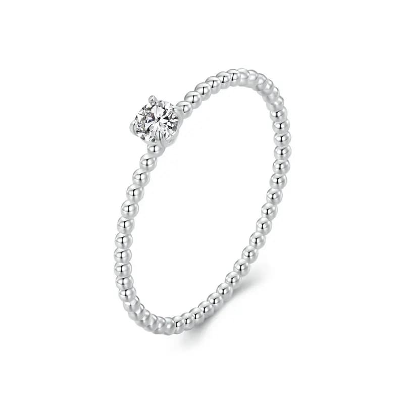 Bamoer U – bague en Moissanite 0,1 ct, en argent Sterling 925, design de perles uniques, bagues cert