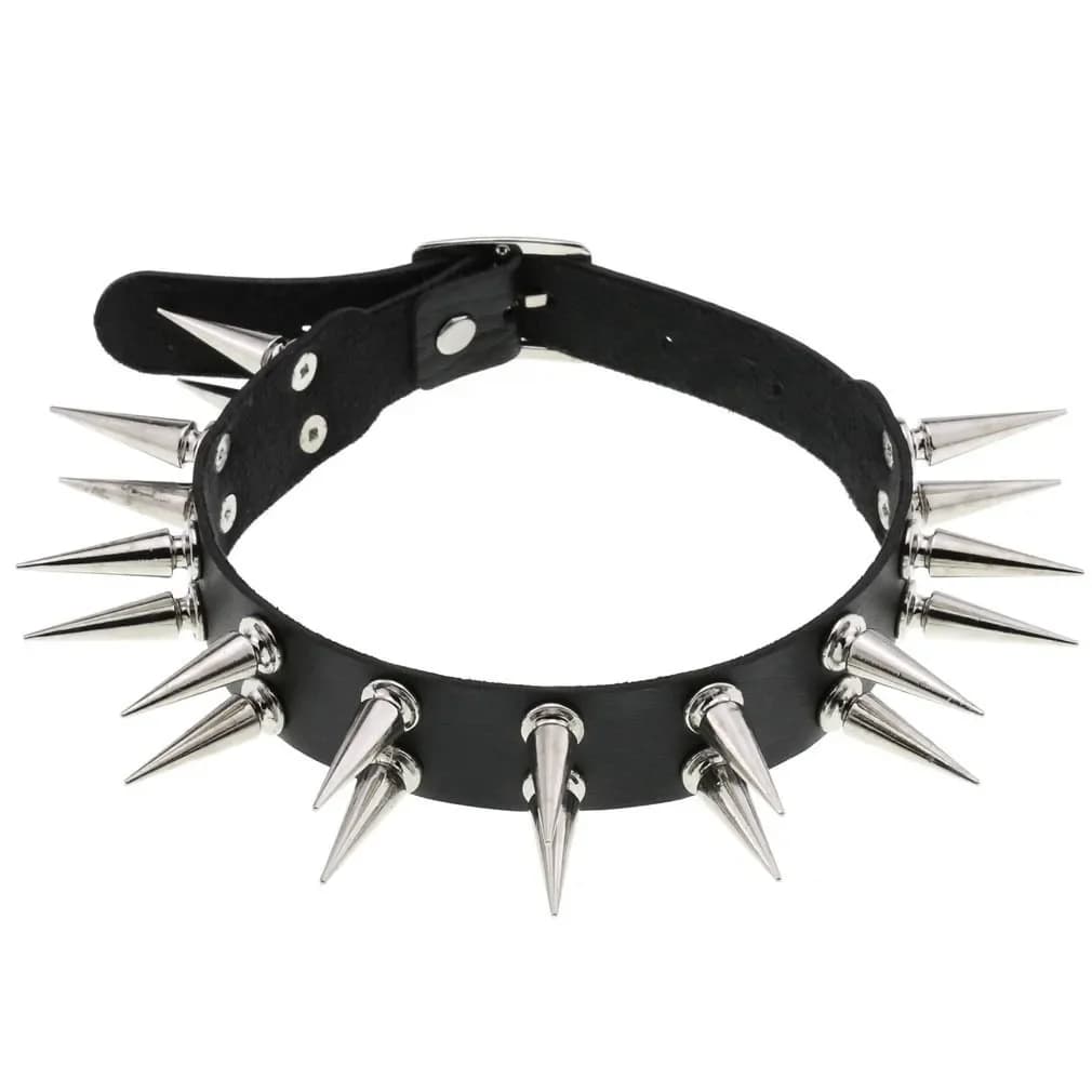 Collier à ongles pointu en cuir PU, boîte de nuit créative, Double rangée de rivets, chaîne ras du c