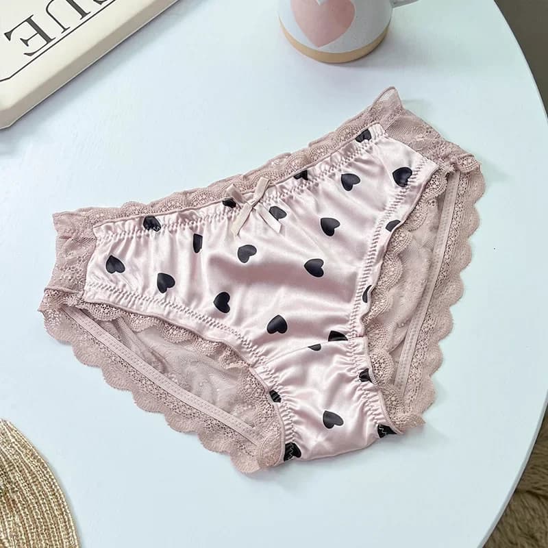 Culotte Ajourée Transparente pour Femme, Sous-Vêtement Doux en Dentelle, avec Nministériels d Cœur,
