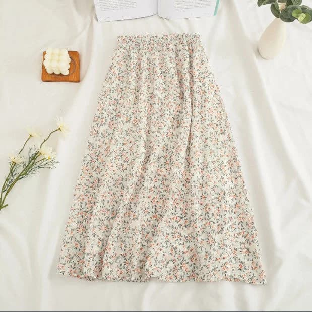 Femme jupe 2025 été nouveau coréen Ins mode tempérament doux Vintage Floral mince polyvalent taille