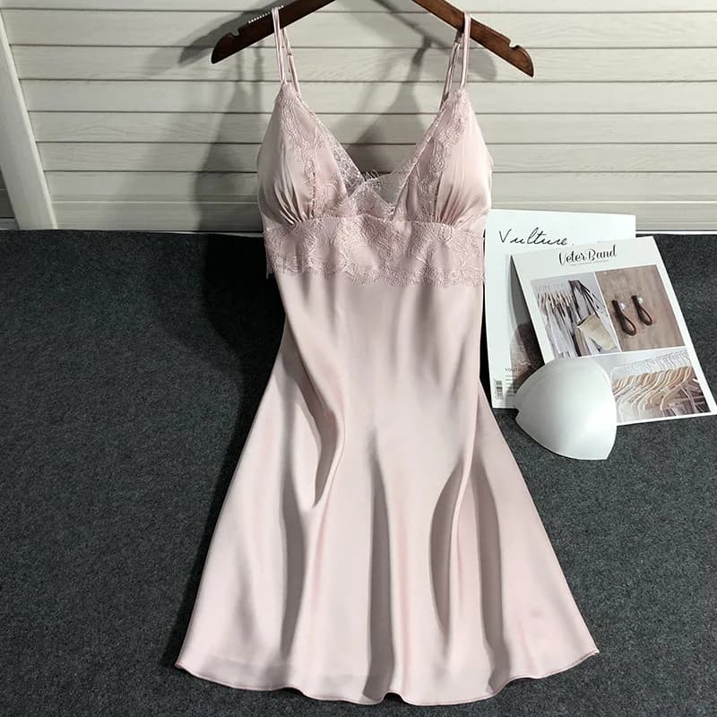 Ensemble de pyjamas en dentelle pour femmes, robe de bain sexy, chemise de nuit en satin, vêtements