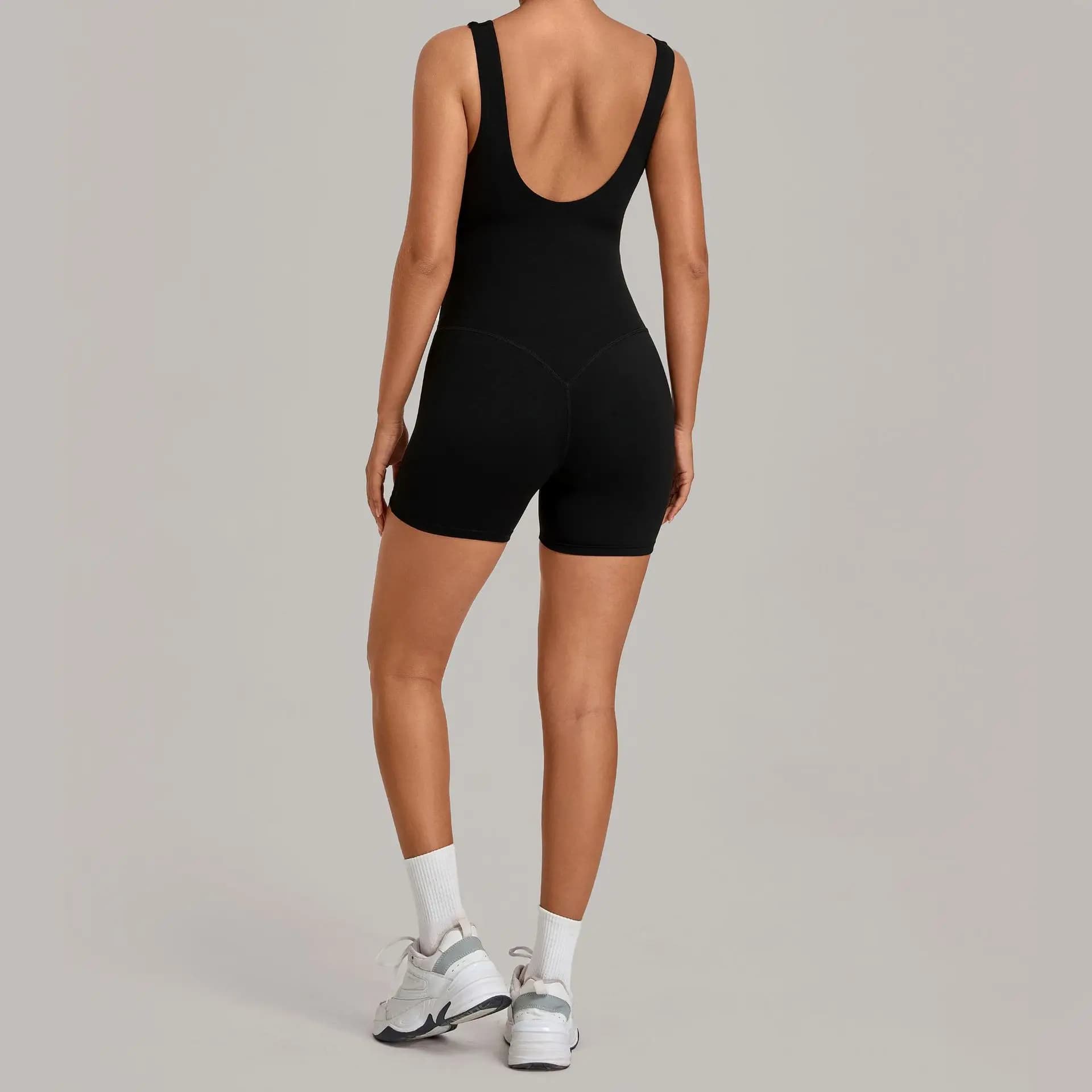 Combinaison de yoga avec décolleté élégant, justaucorps de sport moulant une pièce, maillot de compr