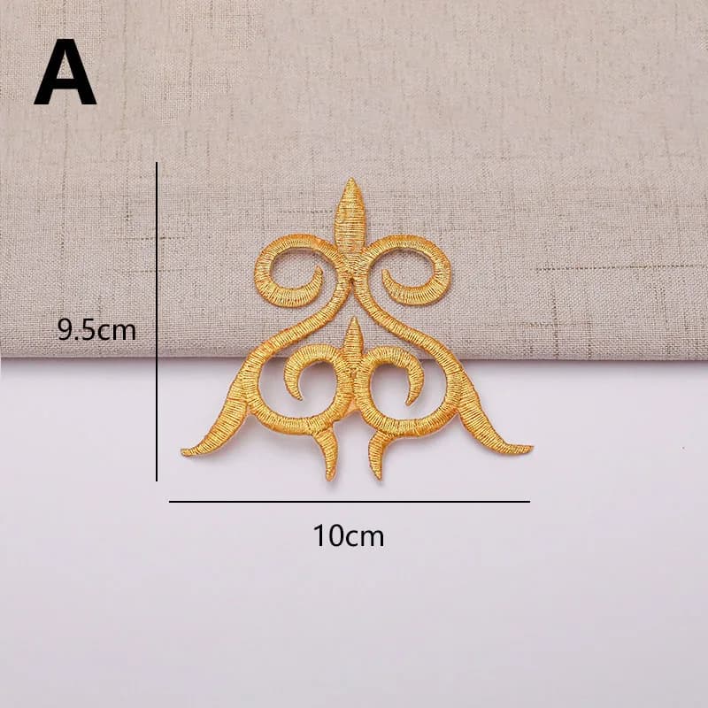 Patchs à repasser pour vêtements de cosplay, appliques de broderie en or et argent, garnitures en ti