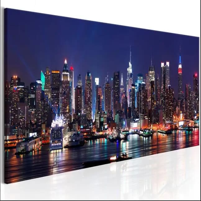 Toile d'art mural, peinture d'images, affiche, 1 ensemble, scène de nuit du bâtiment de New York, im