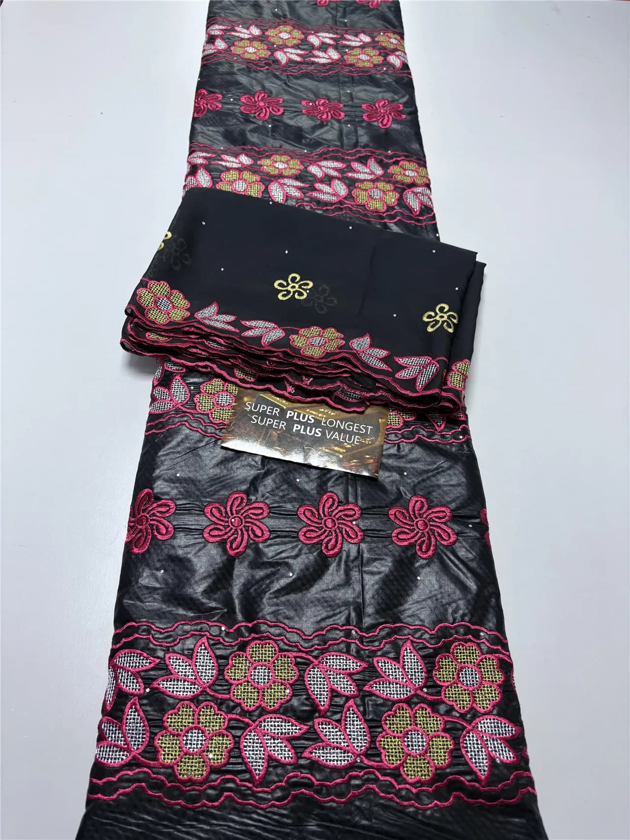 Tissu Bazin Riche Africain Brocart 5+2 Yards 100% Coton Jacquard pour Robes et Vêtements 15A69
