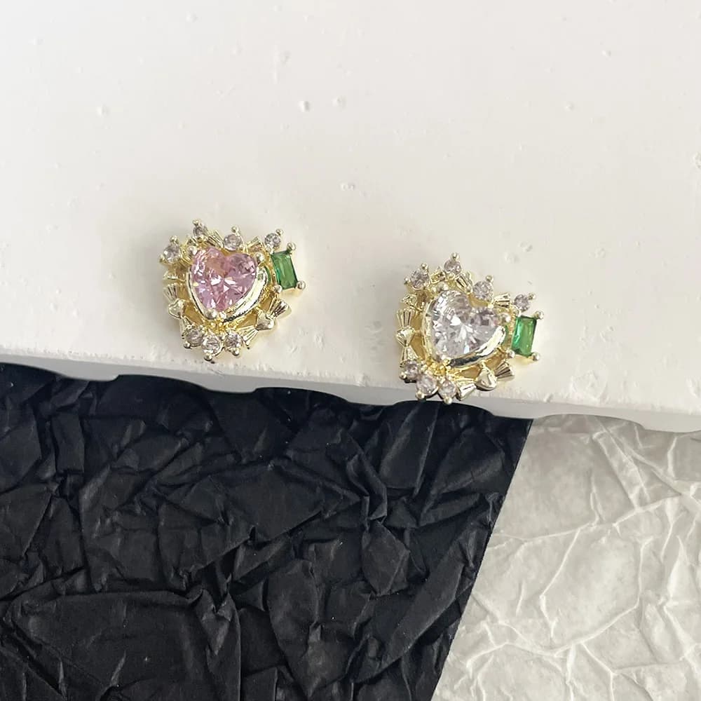 -Love Treasure- Bijoux en Zircon en forme de cœur exquis, diamants roses, breloques de luxe, riches,