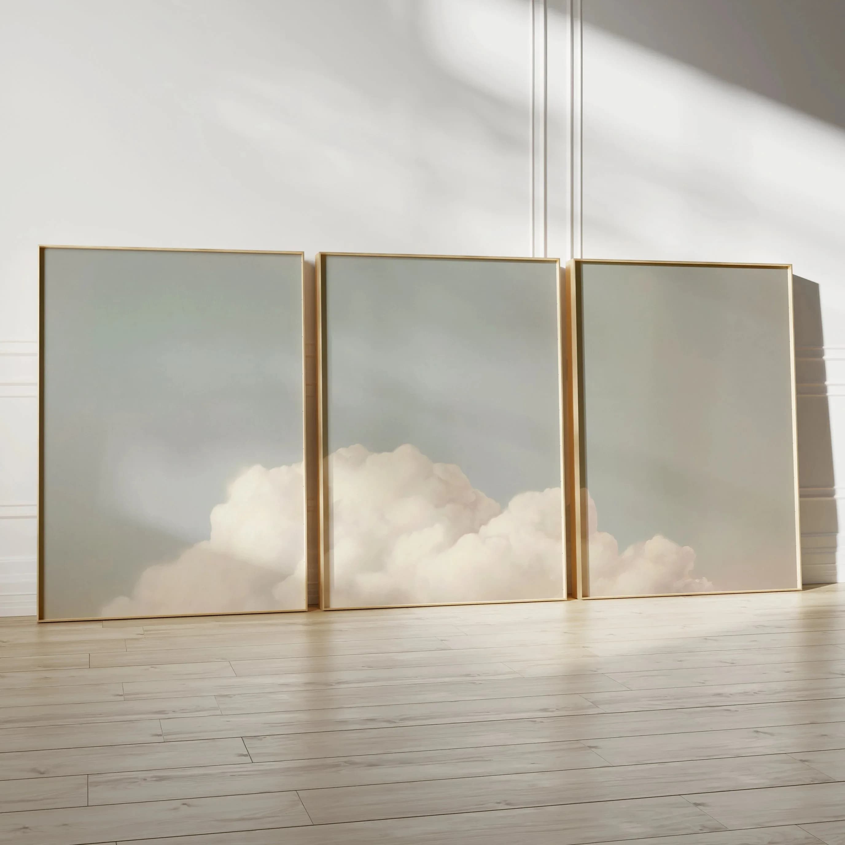 Impressions d'art mural nuage fantaisie bleu, Art ciel abstrait minimaliste sur le lit, affiche en t