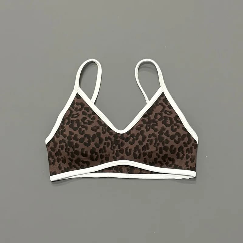 Soutien-gorge de yoga imprimé léopard pour femme, sans couture, sensation seconde peau, sans armatur