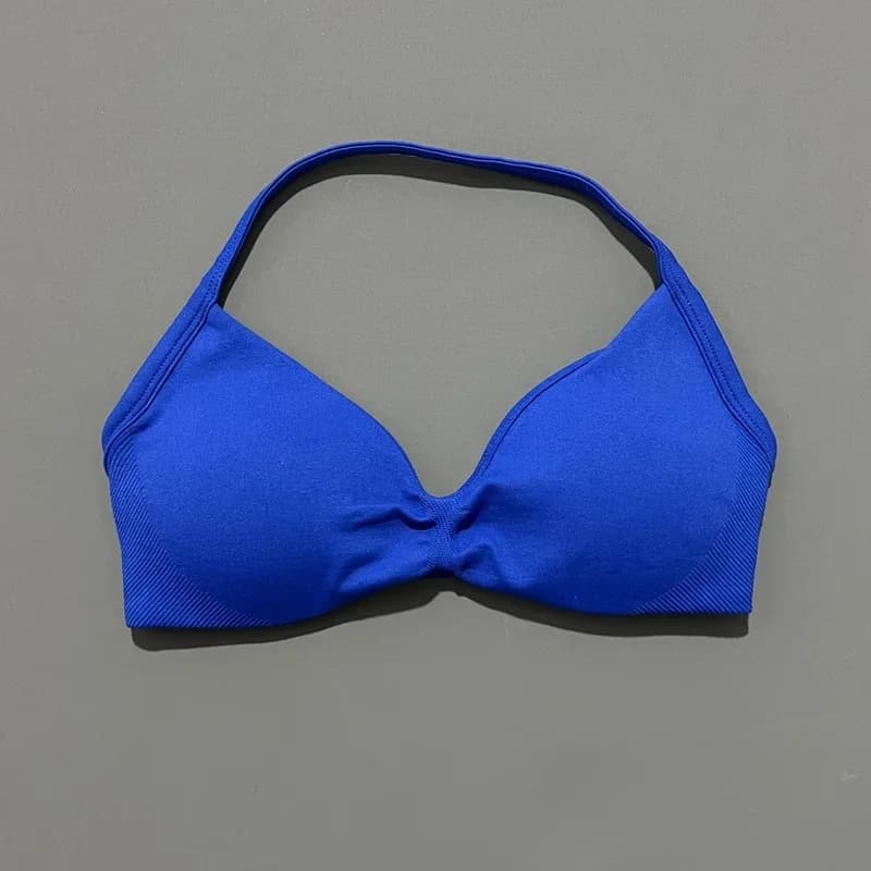 Femmes licou soutien-gorge de sport Push Up à bretelles Sexy dos ouvert haut court de gymnastique so
