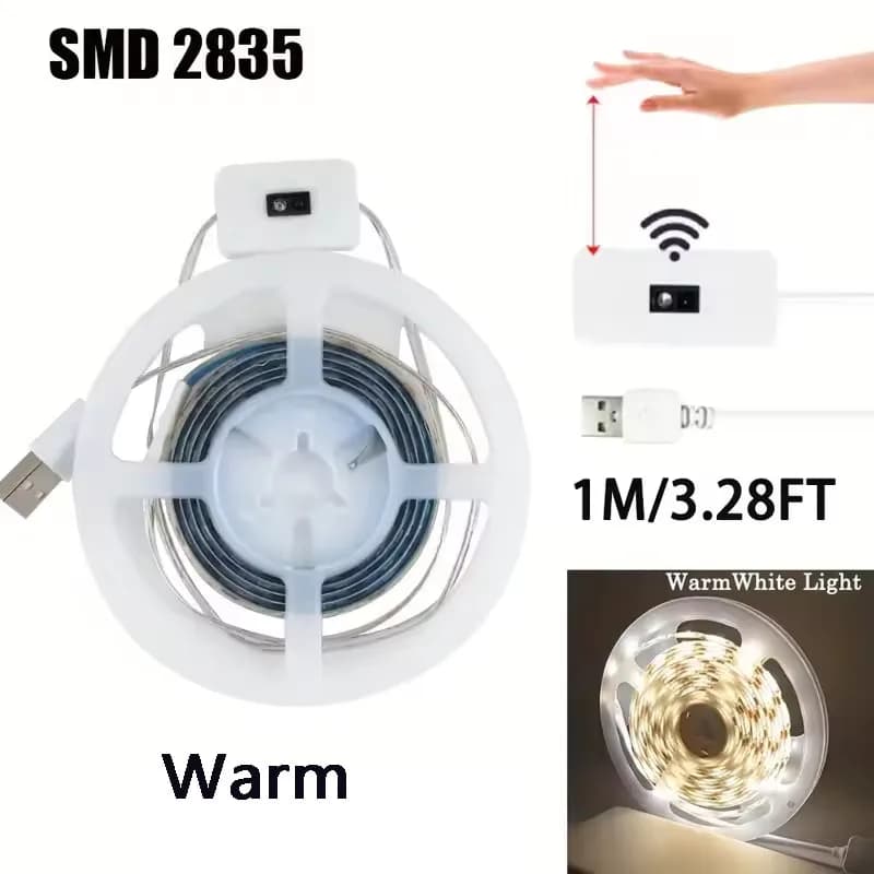 2835 bande 1M DC 5V veilleuses lampe USB capteur de geste lumières à intensité variable TV rétro-écl