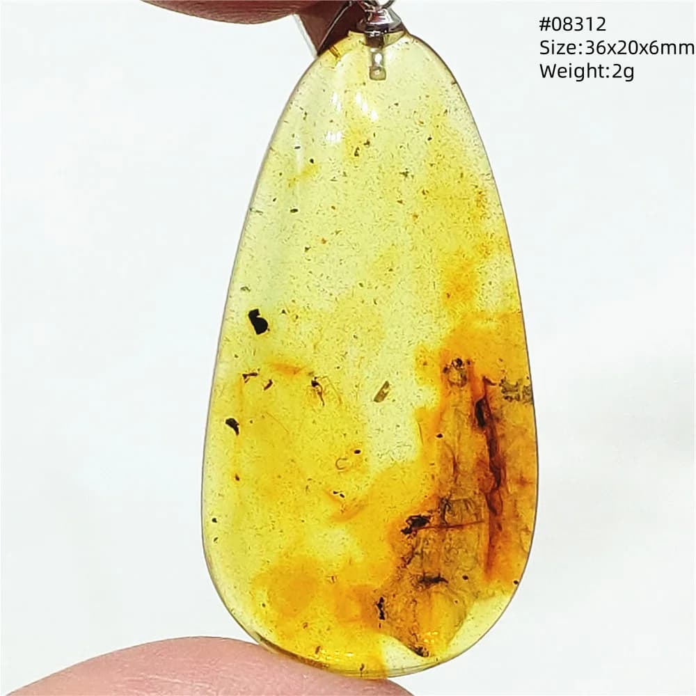 Pendentif Goutte d'Eau en Ambre Naturel, Collier Fleur en Ambre Jaune, Bijoux en Ambre Baltique pour