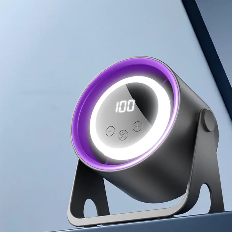 Ventilateur avec lumière nocturne, portable, silencieux, affichage numérique, charge USB, réglage à