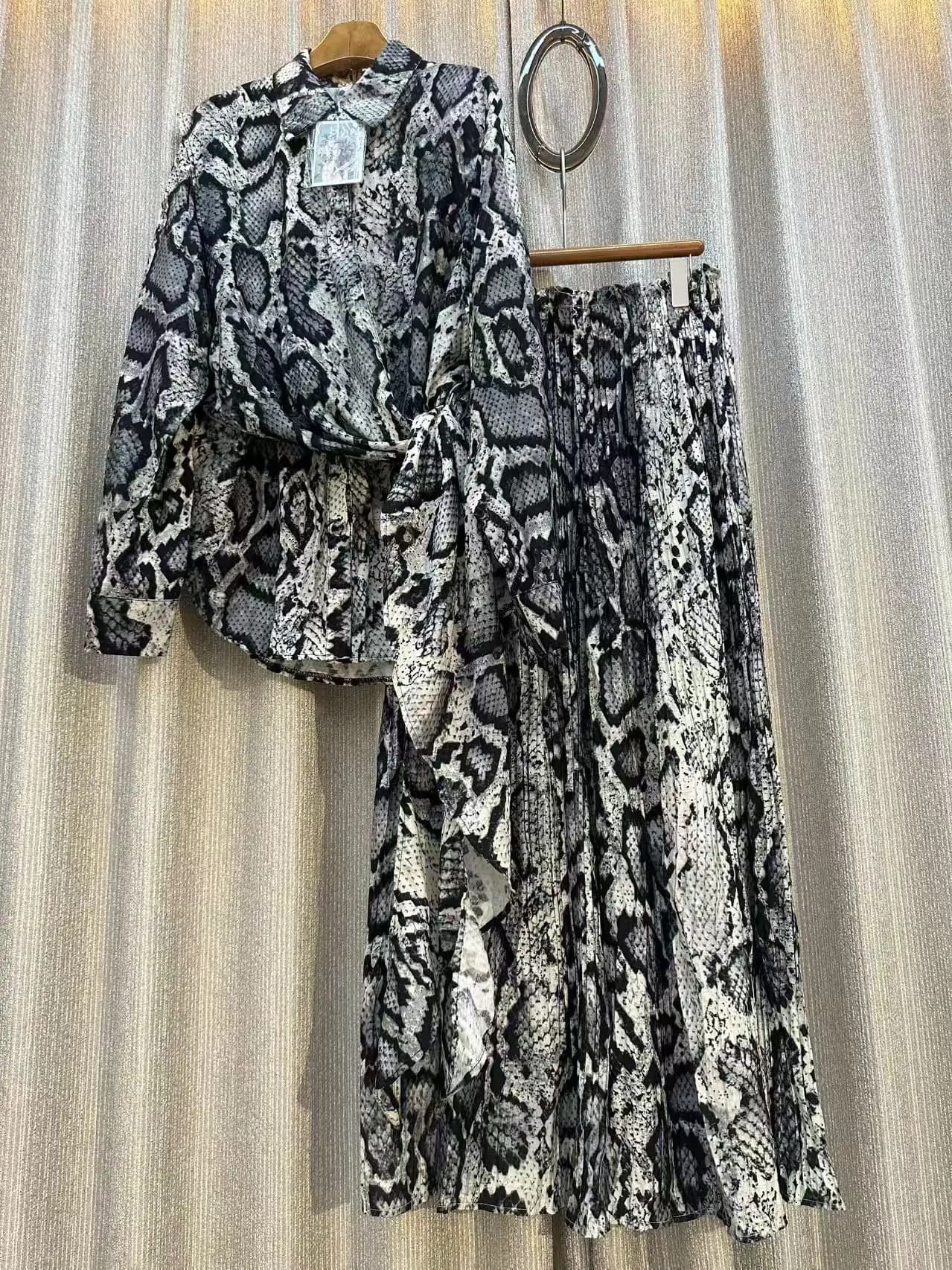 Ensemble pyjama à la mode pour femmes, rétro européen et américain, chemise ample à imprimé irréguli