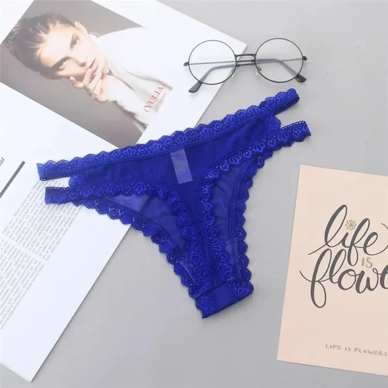 Culotte Fine d'Été Sexy Ajourée en Dentelle pour Femme, Sous-Vêtements Sans Couture, Taille Basse, L