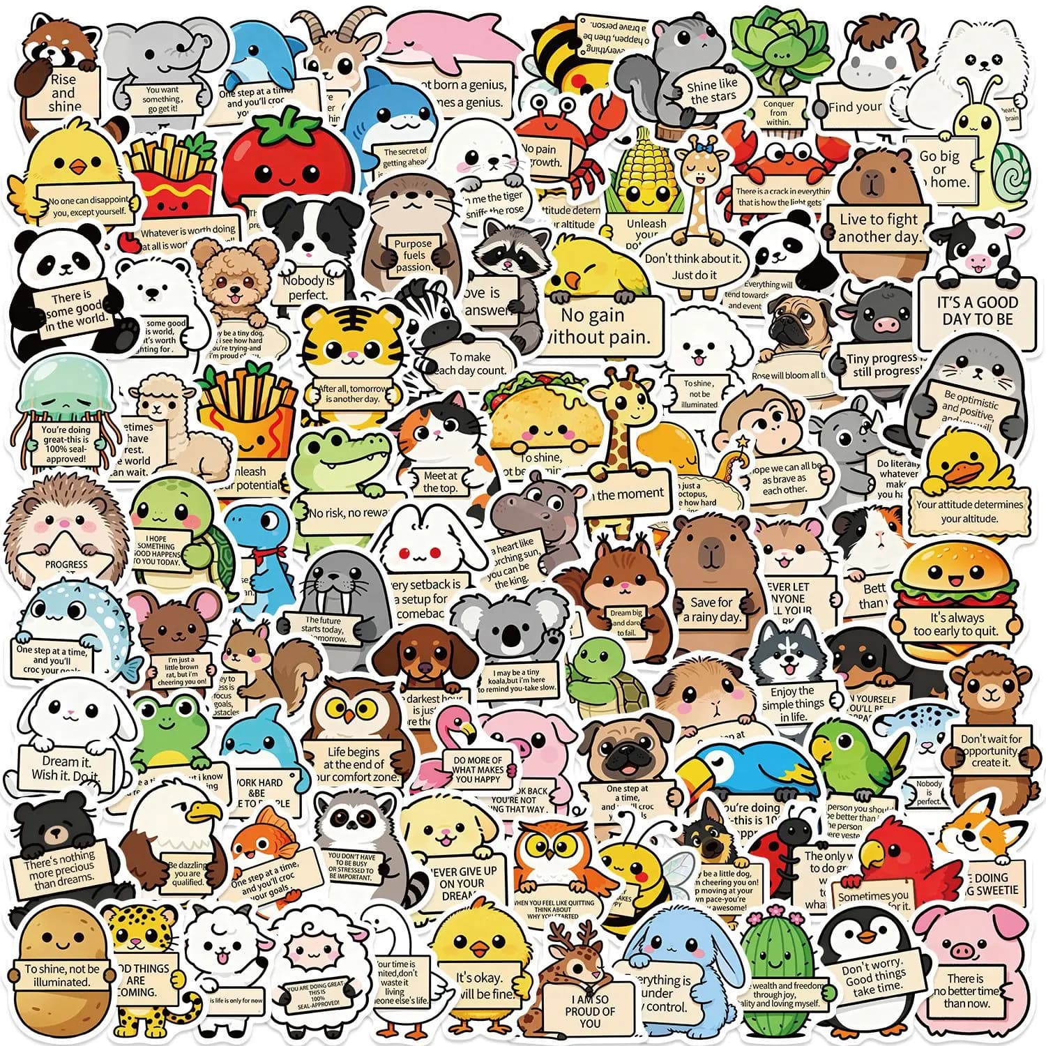50/100 pièces Support émotionnel Animal drôle MEME autocollants bricolage téléphone guitare ordinate