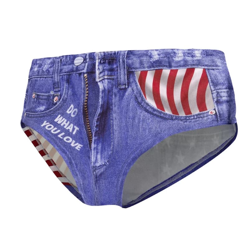 Style Denim culotte en soie glacée femmes sous-vêtements Sexy Lingerie mince slips respirants dames