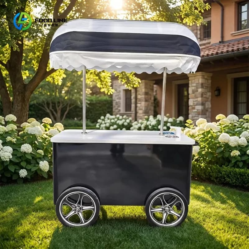 Chariot à crème glacée avec éclairage LED, chariot de vente ambulant lumineux pour marché nocturne,