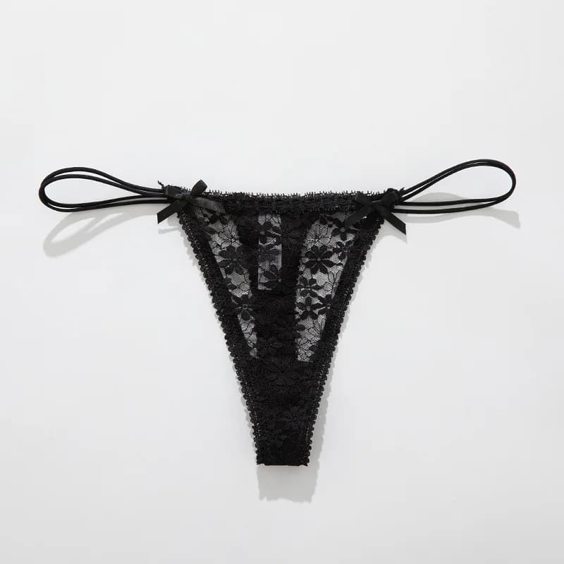 Culottes en dentelle à nœud sexy pour femme, lingerie quotidienne et d'intérieur, sous-vêtements uni
