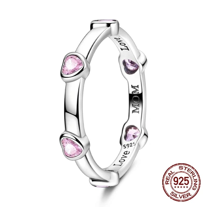 Bagues originales en argent Sterling 925 avec Zircon incrusté d'amour rose, bijoux pour femmes et fi
