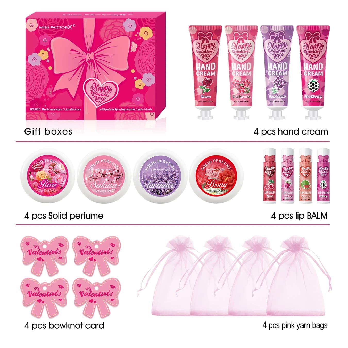 Coffrets Cadeaux 20 Pièces/Boîte – Lots de Remerciements en Gros : Baume à Lèvres, Crème Mains, Parf