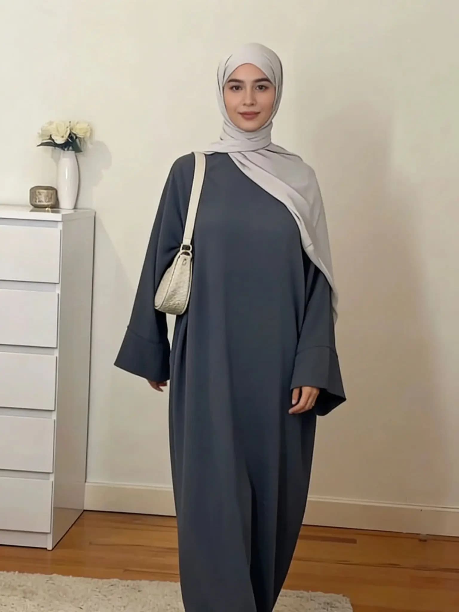 Robe Abaya musulmane pour femmes, couleur unie, ample, manches longues, robe maxi décontractée, kaft