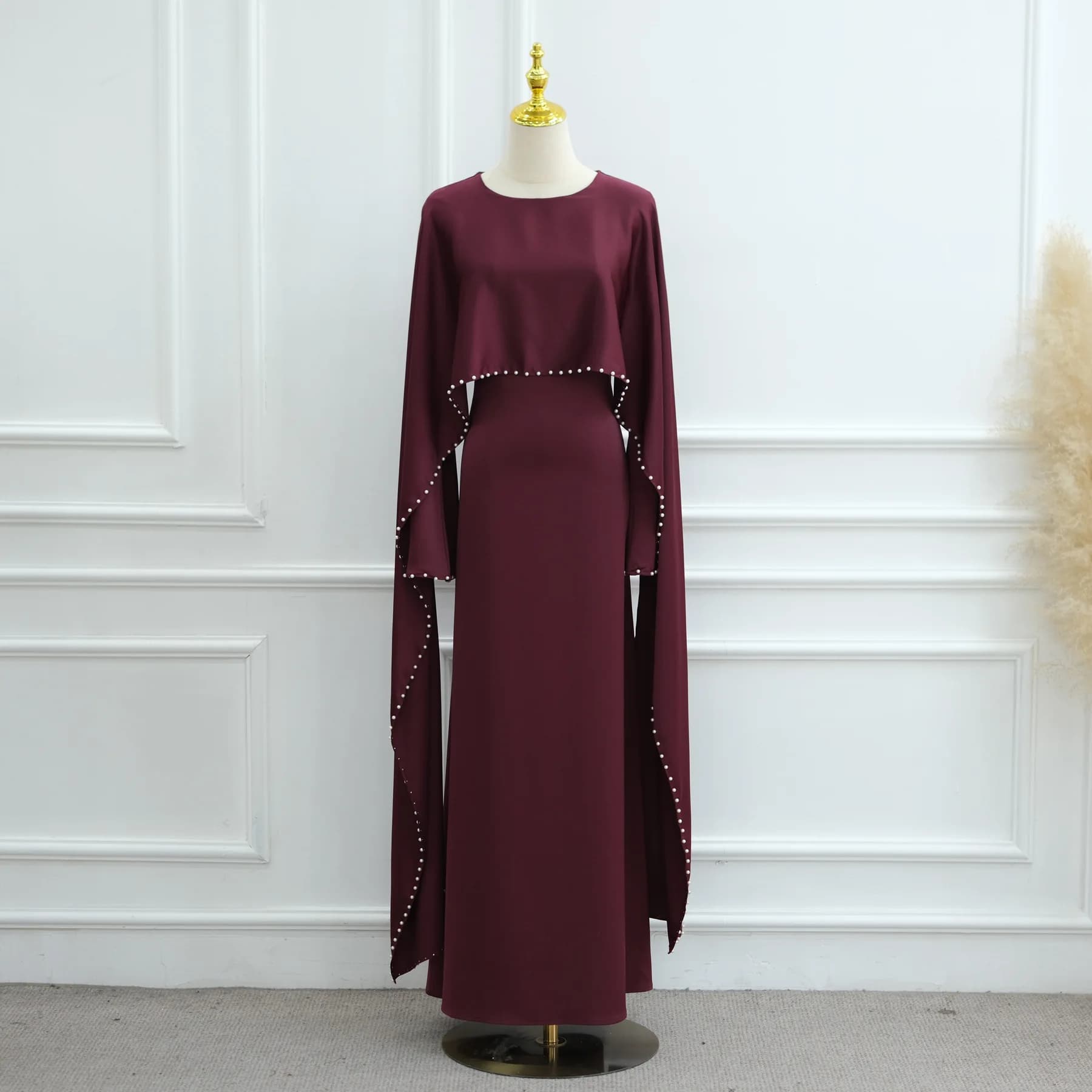 Robe Abaya modeste de luxe pour femmes musulmanes, Kaftan en perles du moyen-orient, deux pièces, te