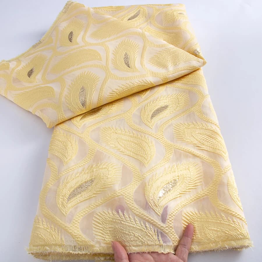 Tissu nigérian en dentelle Organza brocart bleu Royal, nouveau tissu africain en dentelle Jacqurad p