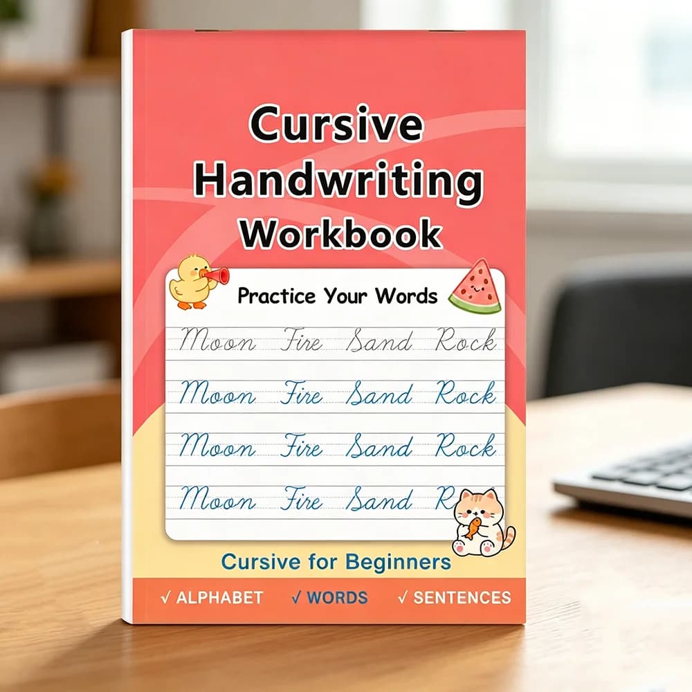 Cahier d'écriture cursive de 32 pages pour débutants, mots, phrases, calligraphie, livre de pratique