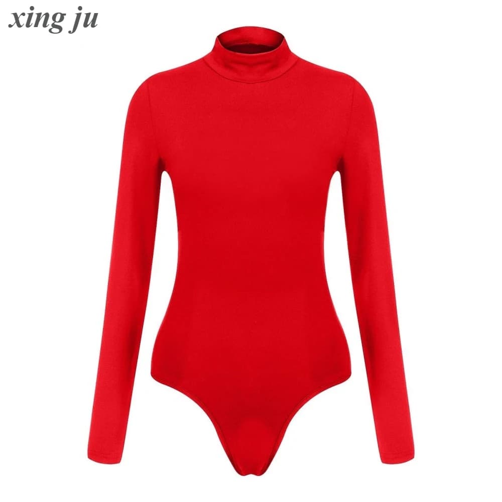 Discothèque femme chanteuse pôle danse Sexy rouge à manches longues combinaison filles Performance C